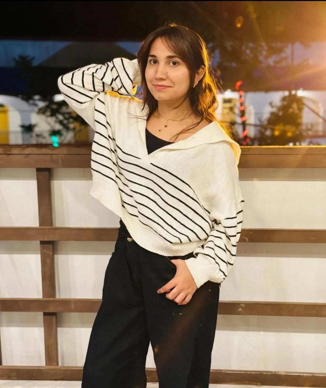 Mahnoor in her elegant brown outfit